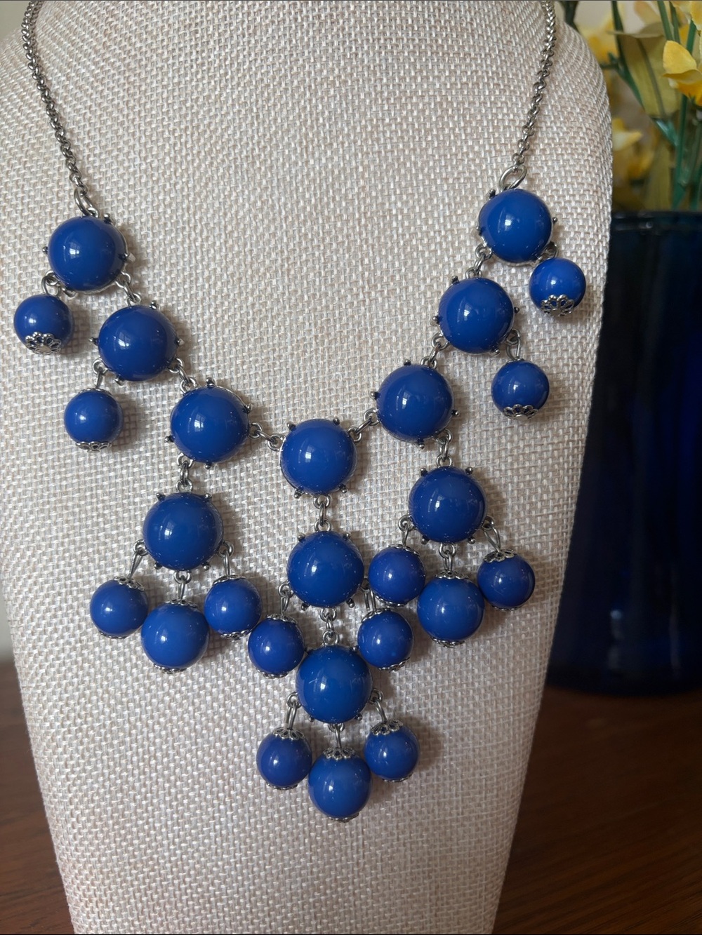 Blue Bubble Bead Statement Necklace - Picture 2 of 4